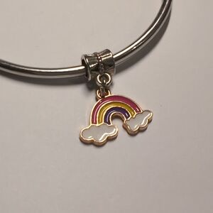 Silver‎ with Enamel Rainbow and Clouds Charm for Pandora Style Bracelet